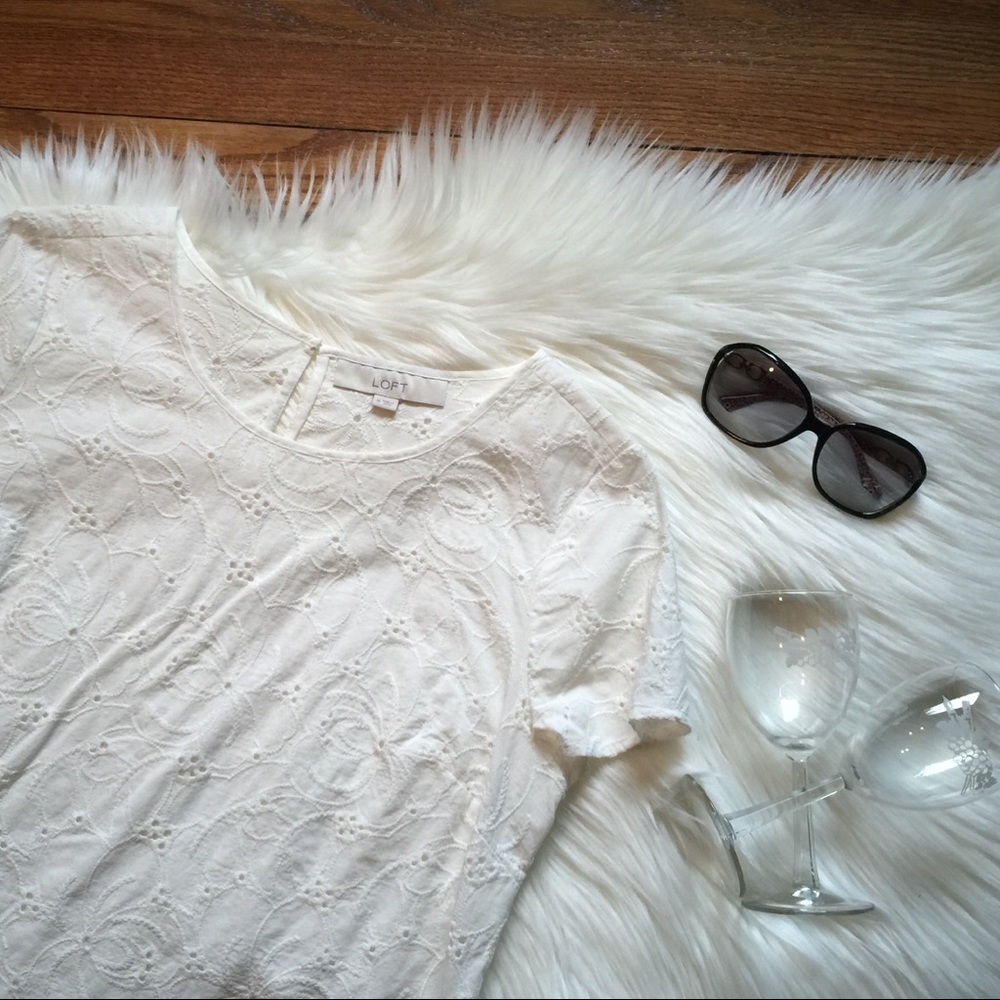 LOFT Scalloped Hem Eyelet Top